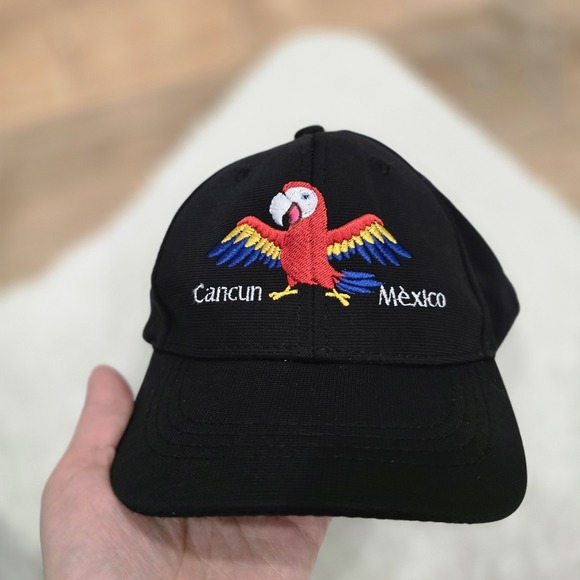 RUTYBVC Other - Cancun Mexico Souvenir Baseball Cap Hat - Red Parrot Macaw Embroidery - Black